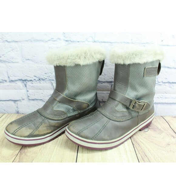 LL Bean Gray Nylon 8" Pull On Insulated Waterproof Winter Pac Boots Size 8 M - Picture 2 of 10